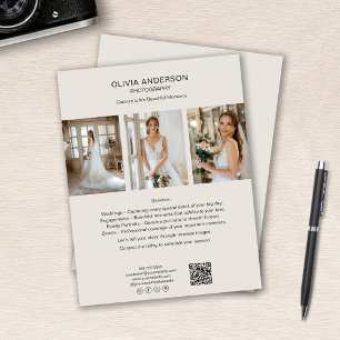 Prospectus 21,6 Cm X 24,94 Cm Photographe Personnalisé Photo QR Réseaux Sociaux