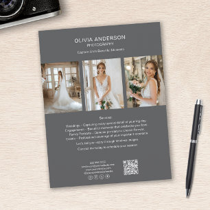 Prospectus 21,6 Cm X 24,94 Cm Photographe Photo QR Réseaux Sociaux Gris Entrepri