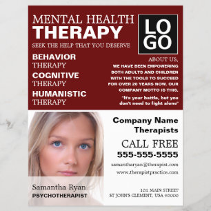 Prospectus 21,6 Cm X 24,94 Cm Photographie personnalisée, psychothérapeute, thér