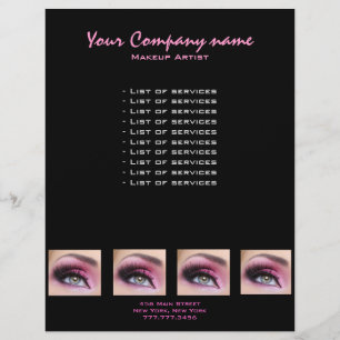 Prospectus 21,6 Cm X 24,94 Cm Pink Eyeshadow long cils eyemakeup artiste flyer