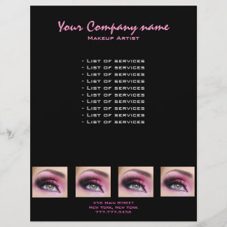 Prospectus 21,6 Cm X 24,94 Cm Pink Eyeshadow long cils eyemakeup artiste flyer