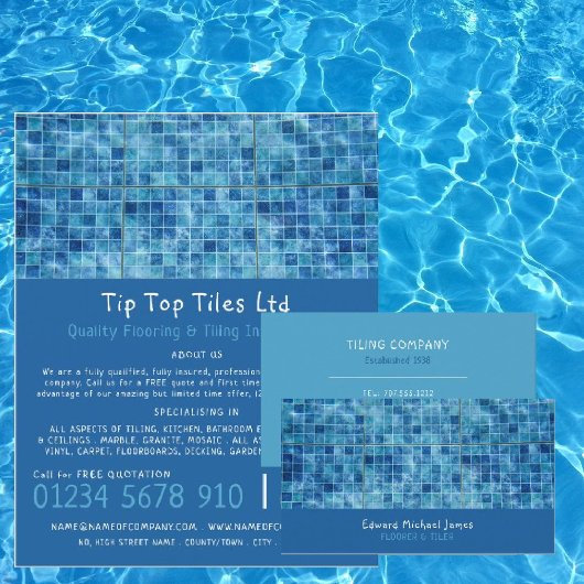 Prospectus 21,6 Cm X 24,94 Cm Piscine, Plancher, Tile Installer Publicité