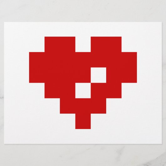 Prospectus 21,6 Cm X 24,94 Cm Pixel Coeur 8 bits Amour (Devant)