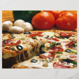 Prospectus 21,6 Cm X 24,94 Cm Pizza Tomates Champignons Olives Fromage