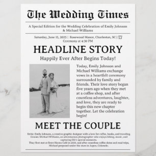 Prospectus 21,6 Cm X 24,94 Cm Programme de mariage dans les journaux