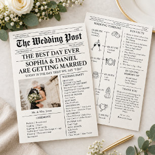 Prospectus 21,6 Cm X 24,94 Cm Programme de mariage de journal Chronologie éventa