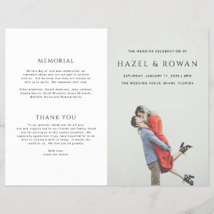Prospectus 21,6 Cm X 24,94 Cm Programme de mariage photo simple moderne