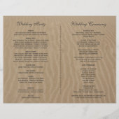 Prospectus 21,6 Cm X 24,94 Cm Programme de mariage sur la plage avec sable et ét (Dos)