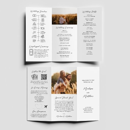 Prospectus 21,6 Cm X 24,94 Cm Programme de mariage trifolié infographie chronolo