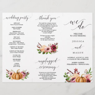 Prospectus 21,6 Cm X 24,94 Cm Programme de mariage triplé Bliss d'automne