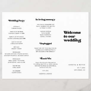 Prospectus 21,6 Cm X 24,94 Cm Programme de mariage triplé rétro élégant