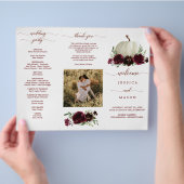 Prospectus 21,6 Cm X 24,94 Cm Programme de mariage triptyque automnal citrouille (main)