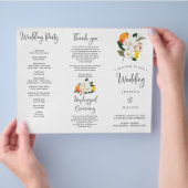 Prospectus 21,6 Cm X 24,94 Cm Programme de mariage triptyque Magnolia Citron (main)