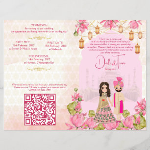 Prospectus 21,6 Cm X 24,94 Cm Programme des rituels mariages hindous lotus roses