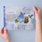Prospectus 21,6 Cm X 24,94 Cm Programme funéraire Bi-Fold Blue Hydrangeas (main)