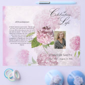 Prospectus 21,6 Cm X 24,94 Cm Programme funéraire Bi-Fold Pink Hydrangeas (Simple)