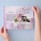 Prospectus 21,6 Cm X 24,94 Cm Programme funéraire Bi-Fold Pink Hydrangeas (main)