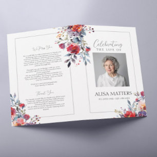 Prospectus 21,6 Cm X 24,94 Cm Programme funéraire de la Flore rouge pour célébre