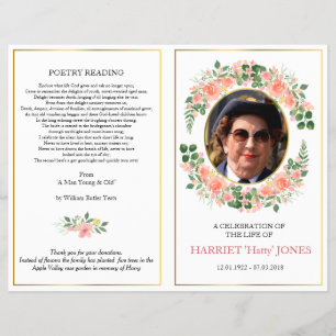 Prospectus 21,6 Cm X 24,94 Cm Programme funéraire des mères plié, rose rose rose