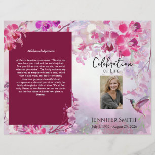 Prospectus 21,6 Cm X 24,94 Cm Programme funéraire pour les colibris rose Hydrang