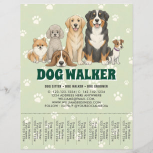 Prospectus 21,6 Cm X 24,94 Cm Promenadeur de chiens garde d'animaux personnalisa