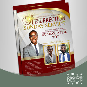 Prospectus 21,6 Cm X 24,94 Cm Red & Gold Resurrection Sunday Service Church