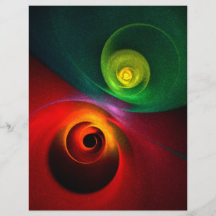 Prospectus 21,6 Cm X 24,94 Cm Red Green Yin Yang Moderne Motif d'art Abstrait #2