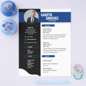 Prospectus 21,6 Cm X 24,94 Cm Reprise professionnelle moderne noire, CV modèle (Simple)