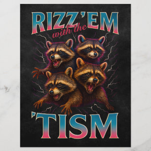 Prospectus 21,6 Cm X 24,94 Cm Rizz Em Avec Le Mème De Tisme Autisme Funny Racoon