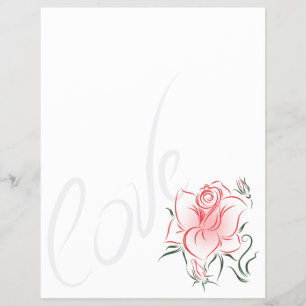 Prospectus 21,6 Cm X 24,94 Cm Rose Rouge Stylisée et Amour