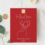 Prospectus 21,6 Cm X 24,94 Cm Rouge blanc abstrait rennes Noël<br><div class="desc">Arrière - plan rouge,  et un renne blanc abstrait d'une ligne. Personnalisez et ajoutez un logo,  un nom et une année de votre entreprise. Texte : Joyeux Noël. Retour : ajoutez votre message.</div>