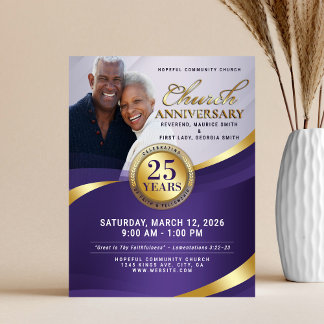 Prospectus 21,6 Cm X 24,94 Cm Royal Purple & Gold Church Anniversary Flyer