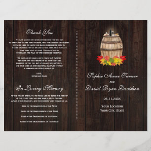 Prospectus 21,6 Cm X 24,94 Cm Rustic Fall Foliage Vin Baril Programme de mariage