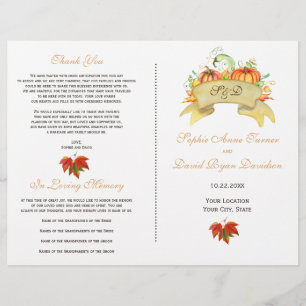 Prospectus 21,6 Cm X 24,94 Cm Rustic Fall Thanksgiving Programme de mariage Citr