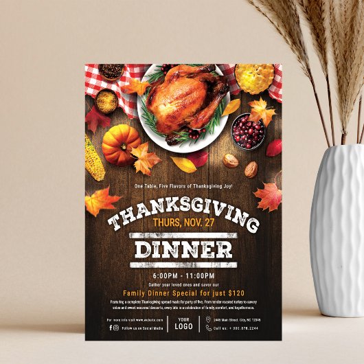 Prospectus 21,6 Cm X 24,94 Cm Rustic Thanksgiving Restaurant Dinner Special