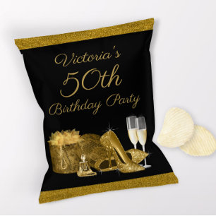 Prospectus 21,6 Cm X 24,94 Cm Sac à puces pour fête d'anniversaire en or noir po
