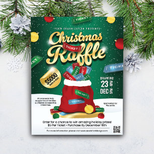 Prospectus 21,6 Cm X 24,94 Cm Sac de billets de tombola de Noël vert et or pour