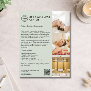 Prospectus 21,6 Cm X 24,94 Cm Sage Vert Moderne de Bien-être de Spa Promotionnel