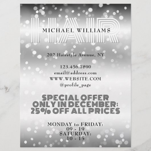 Prospectus 21,6 Cm X 24,94 Cm Salon de coiffure brillant Faux (Devant)