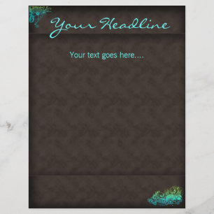 Prospectus 21,6 Cm X 24,94 Cm Salon Spa Dépliant Floral Turquoise Bleu Vert