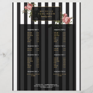 Prospectus 21,6 Cm X 24,94 Cm Salon vintage à rayures florales Grand prospectus