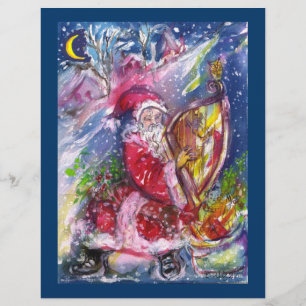 PROSPECTUS 21,6 CM X 24,94 CM SANTA CLAUS PLAYING HARP IN THE MOONLIGHT