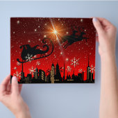 Prospectus 21,6 Cm X 24,94 Cm Santa Claus Reindeer et Sleigh Flying (main)