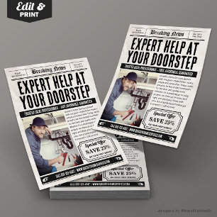 Prospectus 21,6 Cm X 24,94 Cm Service de presse Circulaire, Rétro Petites entrep