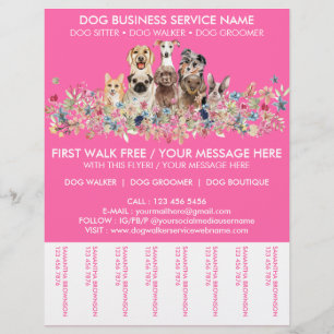 Prospectus 21,6 Cm X 24,94 Cm Service de promenade de chiens Neon Pink Breeds