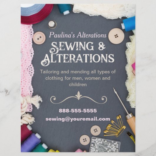 Prospectus 21,6 Cm X 24,94 Cm Services de couture Modèle de circulaire (Devant)