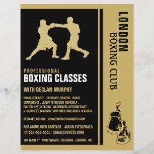 Prospectus 21,6 Cm X 24,94 Cm Silhouette Boxing Match, Boxing Class Advert Flyer