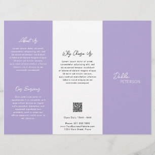 Prospectus 21,6 Cm X 24,94 Cm Simple Purple Lavande Contemporaine QR Code Modern