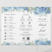 Prospectus 21,6 Cm X 24,94 Cm SINI Blue Hydrangea Triplé Programme de mariage Ci (Devant)