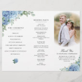 Prospectus 21,6 Cm X 24,94 Cm SINI Blue Hydrangea Triplé Programme de mariage Ci (Dos)